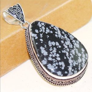 Snowflake Obsidian Semi Precious Stone Pendant